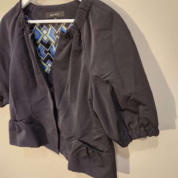 Nine West Black puff sleeve cropped blazer - Picture 3 of 4